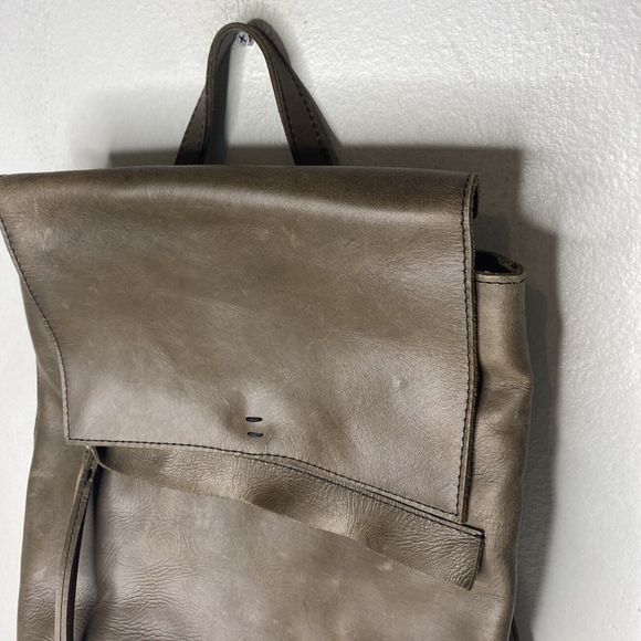 Raven + Lily Leather Addis Backpack Handbag Carryall Taupe Brown/Gray Minimalist main image 12